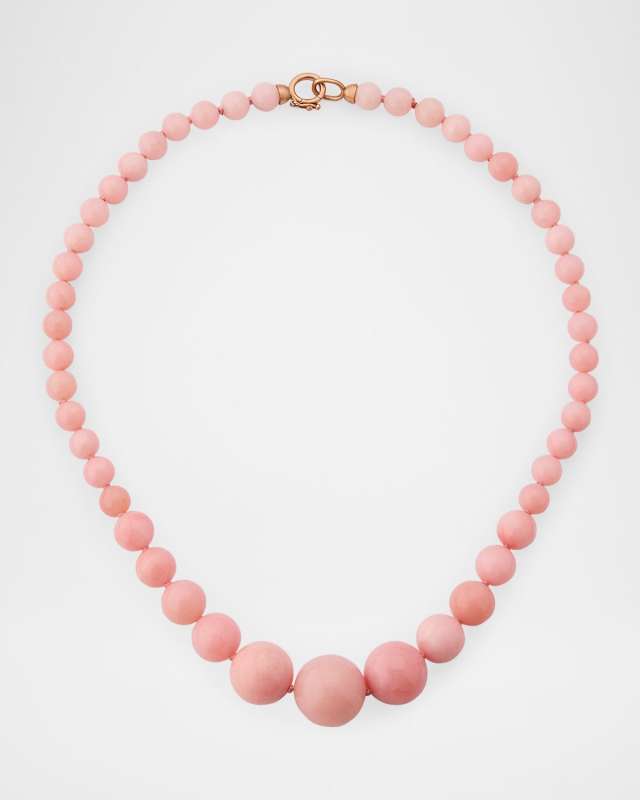 Pink Opal Beaded Necklace with 18K Rose Gold Clasp